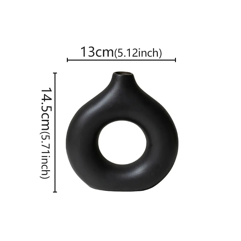 Flat Minimalist Simple Vase Donut Shape Single Flower Pot Home Wedding Decoratio Hollow Ornaments Circle Flower Arrangement Vase Aimak Store