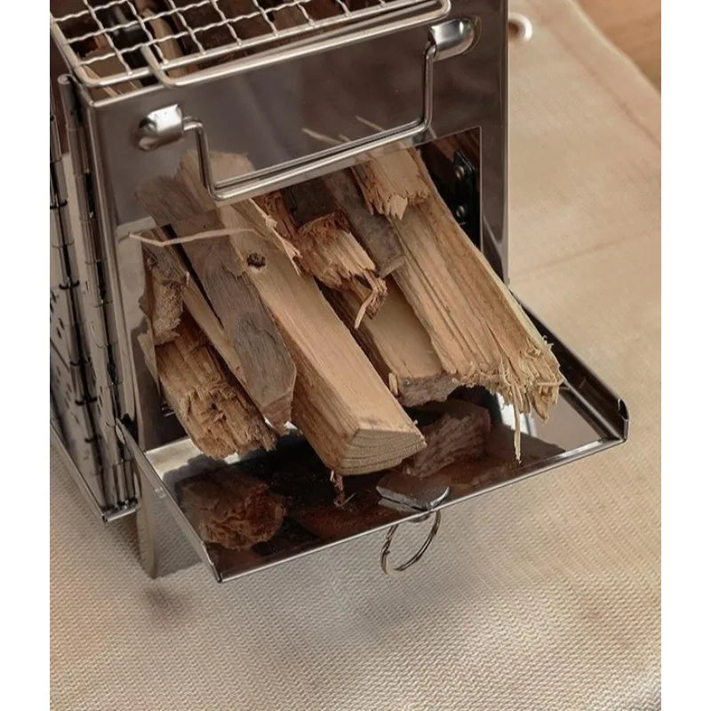 1pcs Outdoor Foldable Fire Stove Stainless Steel Grill Collapsible Camping BBQ Grill Portable Lightweight Easy To Carry Perfect Aimak Store