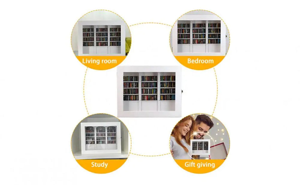 25.4*21.8cm Shake Away Anxiety Bookshelf Figurine Wooden Miniature Pocket Bookcase Bookshelf Insert Ornament Book Lovers Gift Aimak Store
