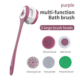 Multifunction Detachable Electric Bath Brush 5in1 Facial Cleansing Skin Grinding Back Rubbing Long Handle Massage Shower Brush Aimak Store