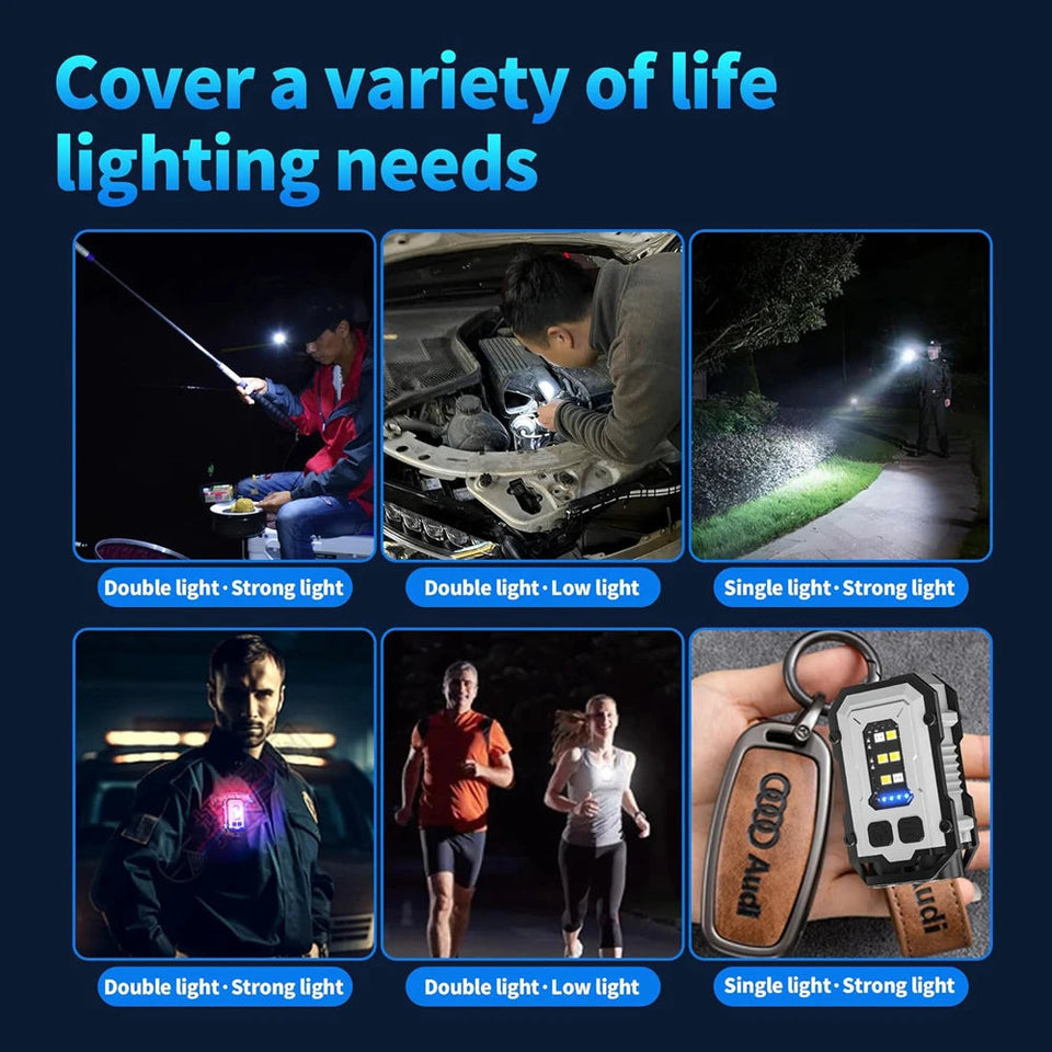 8 Modes Waterproof Mini Keychain Flashlight Magnet USB C Rechargeable EDC 800 High Lumens LED&COB Portable Clip on Flashlights Aimak Store