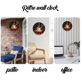 Retro Coffee Cup Pattern Wooden Wall Clock Living Room Bedroom Kitchen Home Decoration Wall Clock Silent Quartz Clock Holiday Gift 11.2inch Inches 15.6inch Inches (Without Battery) Aimak Store