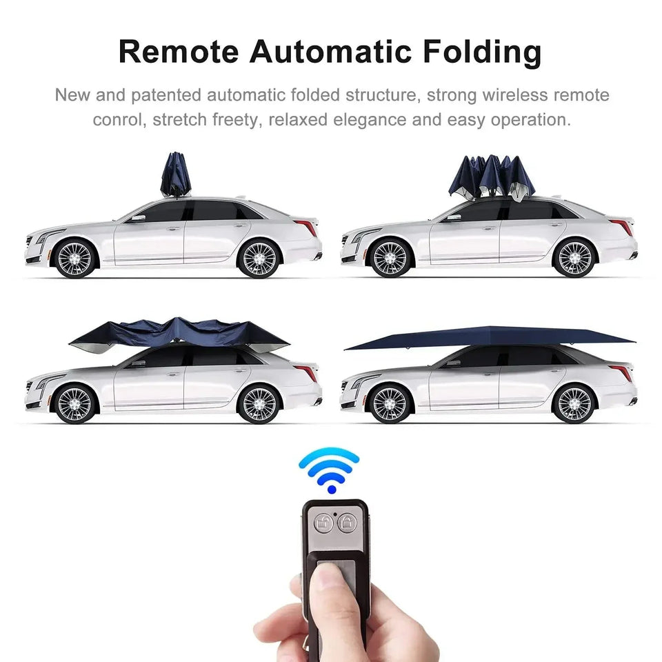 4.2M/4.6M Anti-UV Automatic Folding Sun Shade Covering Rooftop Car Cover Waterproof Car Umbrella with Remote Control Aimak Store