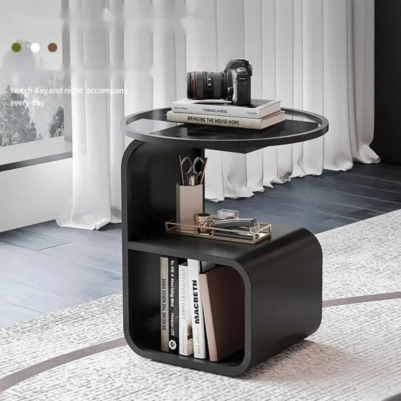 Home Living Room Iron Art Sofa Table Modern Round Feeding Table Bedroom Bedside Cabinet Elegant Nightstand Stylish End Table Aimak Store