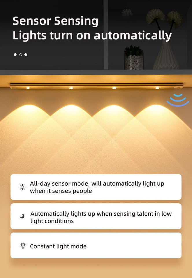 LED Motion Sensor Wireless Ultra Thin Night Light USB LED Wine cooler Light For Kitchen Cabinet Bedroom Wardrobe Indoor Lighting Aimak Store