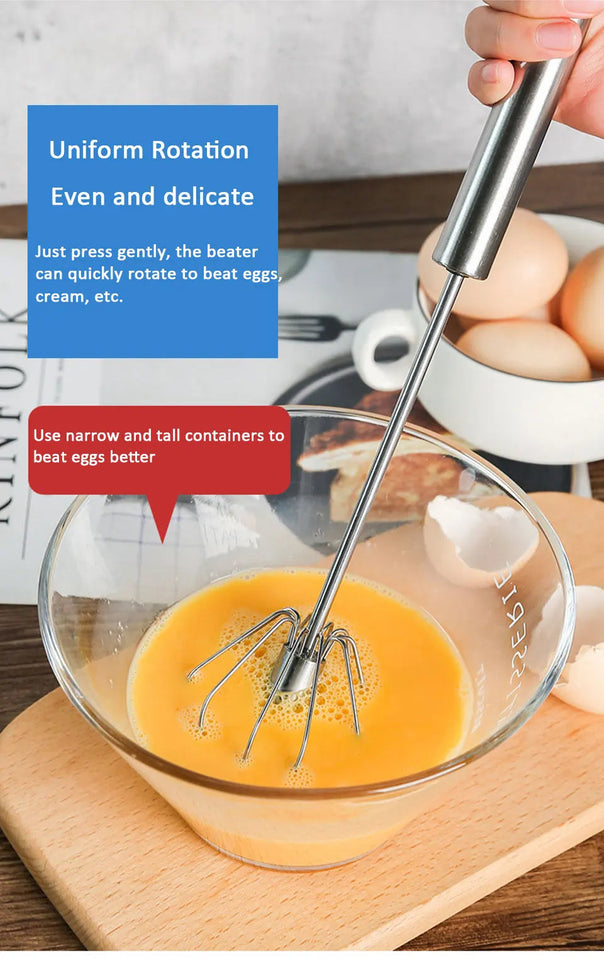Semi Automatic Mixer Whisk Egg Beater Stainless Steel Manual Hand Mixer Self-Turning Cream Utensils Kitchen Mixer Egg Tools Aimak Store
