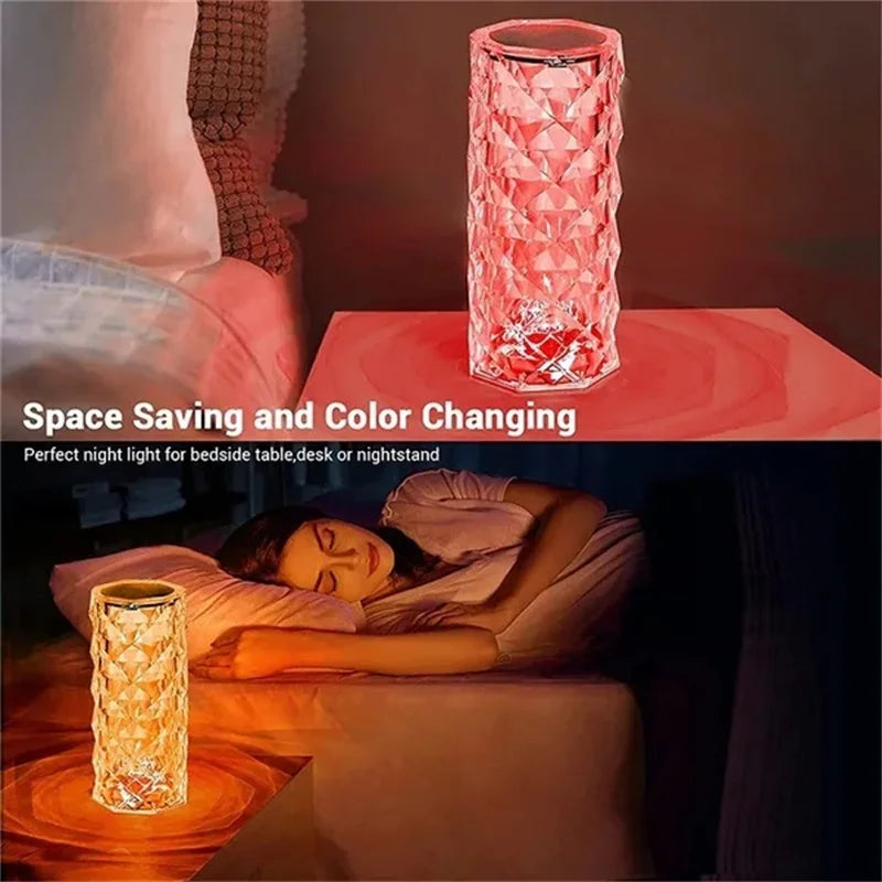 3/16 Colors Crystal Rose Table Lamp LED Rose Light Decoration Remote Control Romantic Diamond Atmosphere Light USB Night Light Aimak Store