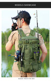 Tactical Fishing Backpack Tackle Bag with Rod Holders Fish Equipment Storage Molle Camping Hiking Outdoor Multifunctional Bag Aimak Store