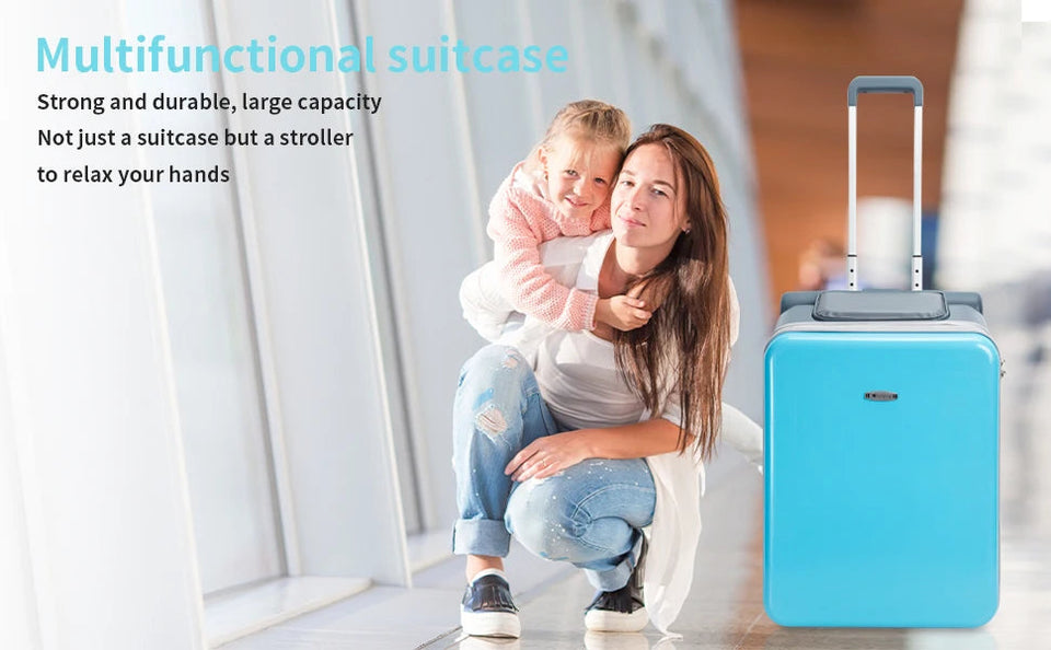 Children's Suitcase with Seat Design Kids Multi-functional Stroller Suitcase Riding and Sitting Carry on Luggage for Travel Aimak Store