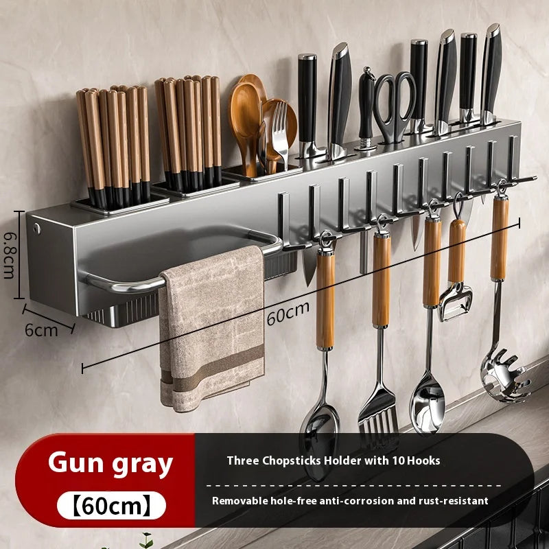 No Drill Wall Mounted Knife Holder Compact Organizer for Kitchen Utensils Cutlery Storage Space Saving Easy Install Aimak Store