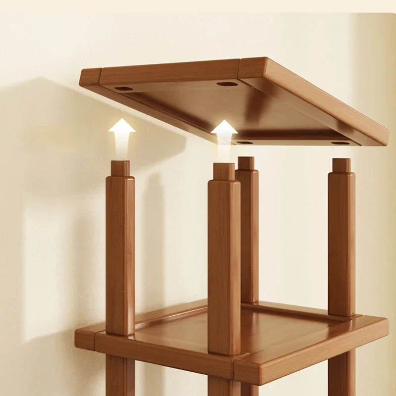 Desktop Storage Rack Small Shelf on The Desk Simple Bookshelf Desk Kitchen Storage Rack Countertop Shelf Bamboo Storage Rack Aimak Store