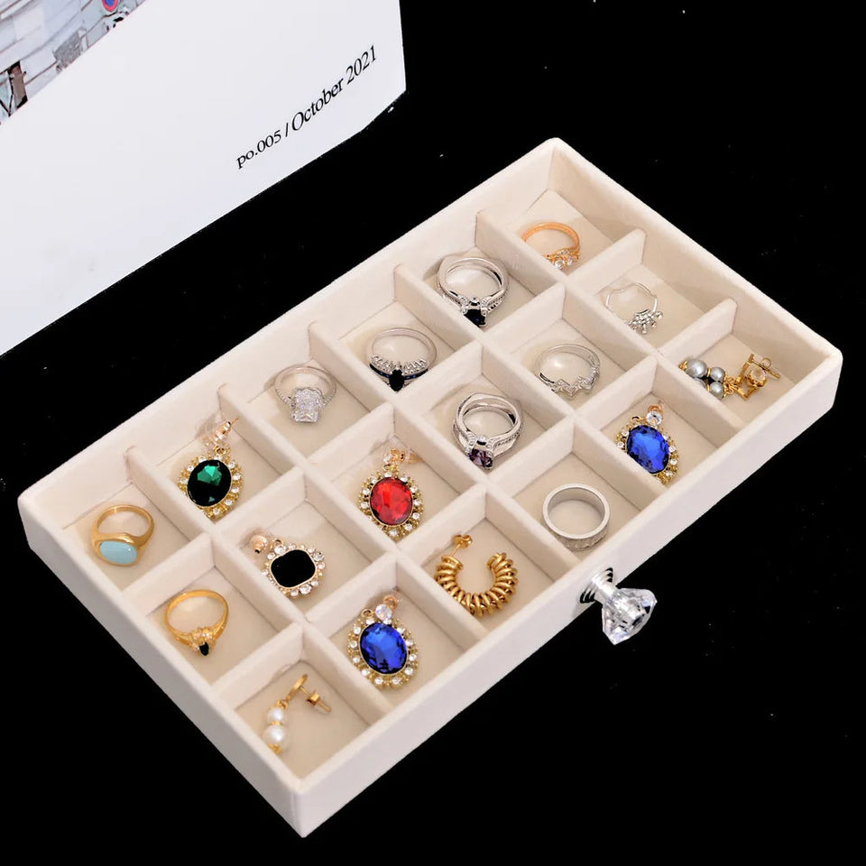 Acrylic Velvet Jewelry Organizer with 3 Drawers Stackable Display Storage Earrings Necklace Bracelets Box Holder Case for Women Aimak Store