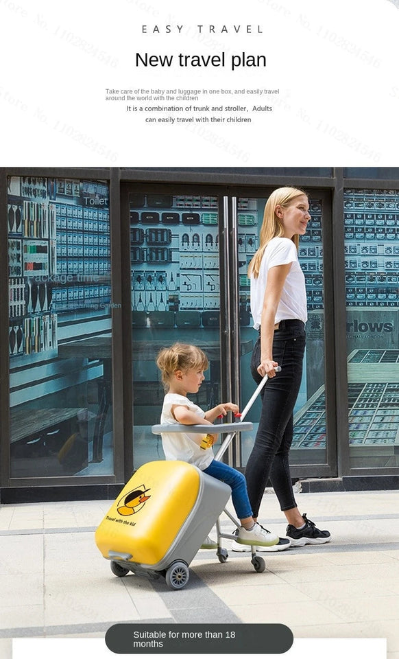 Fashion Cute Pony Cartoon Trolley Case Sit Travel bags for Children 24" Rolling Luggage Spinner Suitcase Wheels Yellow Duck 20" Aimak Store