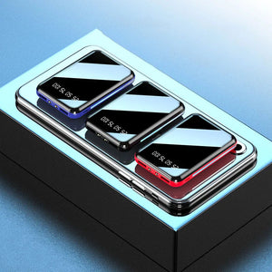 20000mAh Mini Power Bank Portable Charger Mirror Screen LED Digital Display Powerbank External Battery Pack Power Bank Poverbank Aimak Store