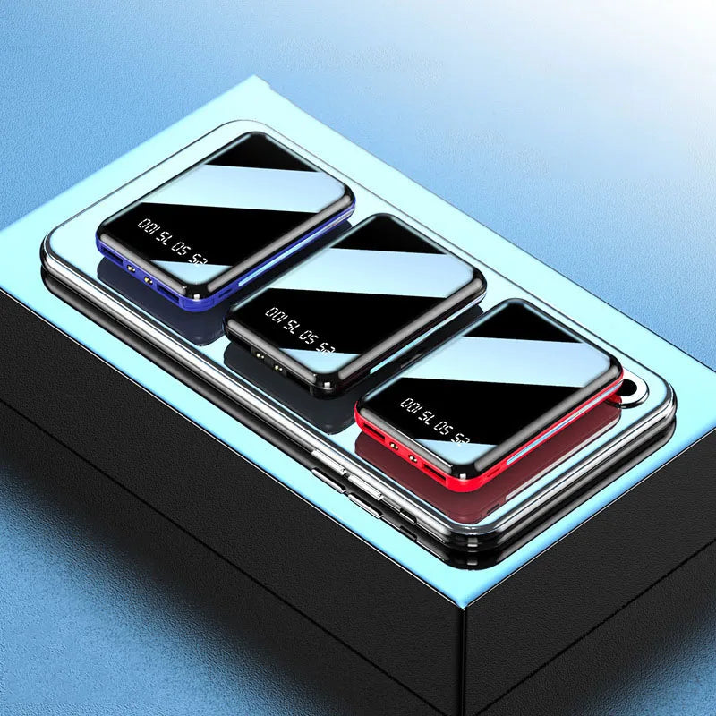 20000mAh Mini Power Bank Portable Charger Mirror Screen LED Digital Display Powerbank External Battery Pack Power Bank Poverbank Aimak Store