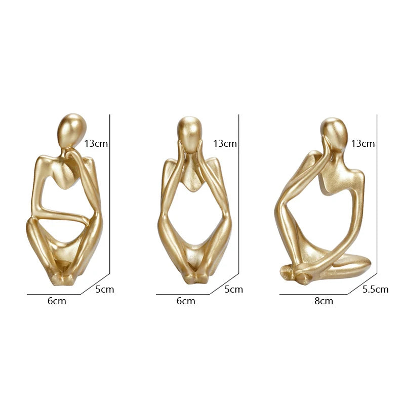 3pcs/set Abstract Thinker Statue Resin Sculpture Micro Thinker Figure European Office Home Decoration Accessories Aimak Store