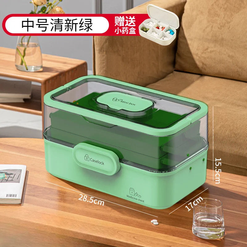 Household Medicine Box Large-capacity Medicine Multi-layer Sorting Storage Box Portable Storage Box for Groceries Aimak Store