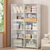 Multi-layer Clothes Storage Rack Dustproof Wardrobe Large Capacity DIY Storage Organizer Multilayer Cabinet Furniture Curtains Aimak Store