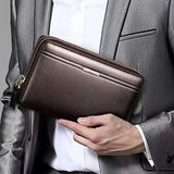 Men's wallet long money foreskin leather handbag large business handbag mobile phone card holder men's gift father son husband b Aimak Store