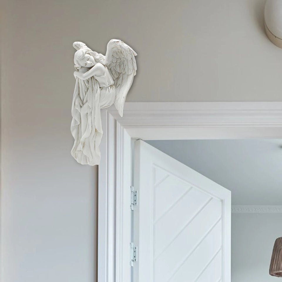 1-piece charming left angel door frame ornaments statue, exquisite resin sleeping angel sculpture Aimak Store