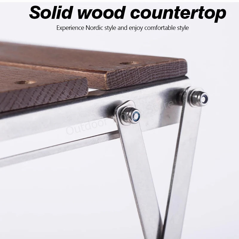 Camping Folding Shelf Outdoor Garden Wood Coffee Table Portable Lightweight Storage Rack Picnic Tourist Adjustable Shell Table Aimak Store