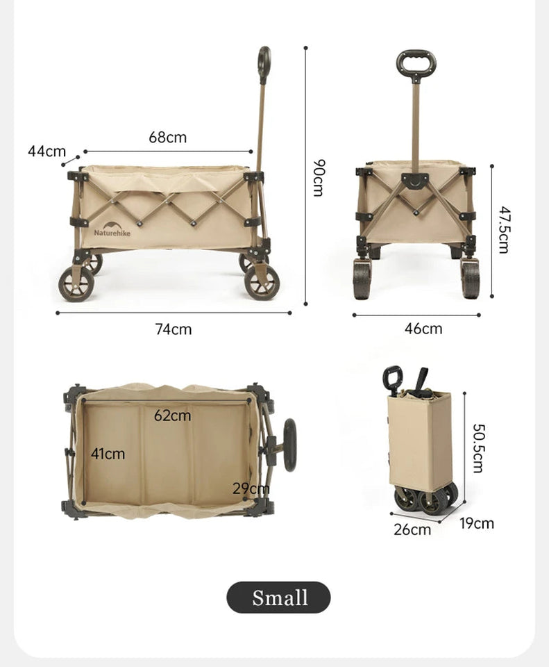 Naturehike Big Wheels Heavy Duty Folding Cart Outdoor Large Capacity Wagon Cart Beach Wagon For Sand Pull Trolley Camping Cart Aimak Store