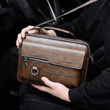 Men'S Briefcase Shoulder Business Square Tote PU Leather Cross Handbag Messenger Crossbody Square Side Phone Pouch Hand Bag Male Aimak Store