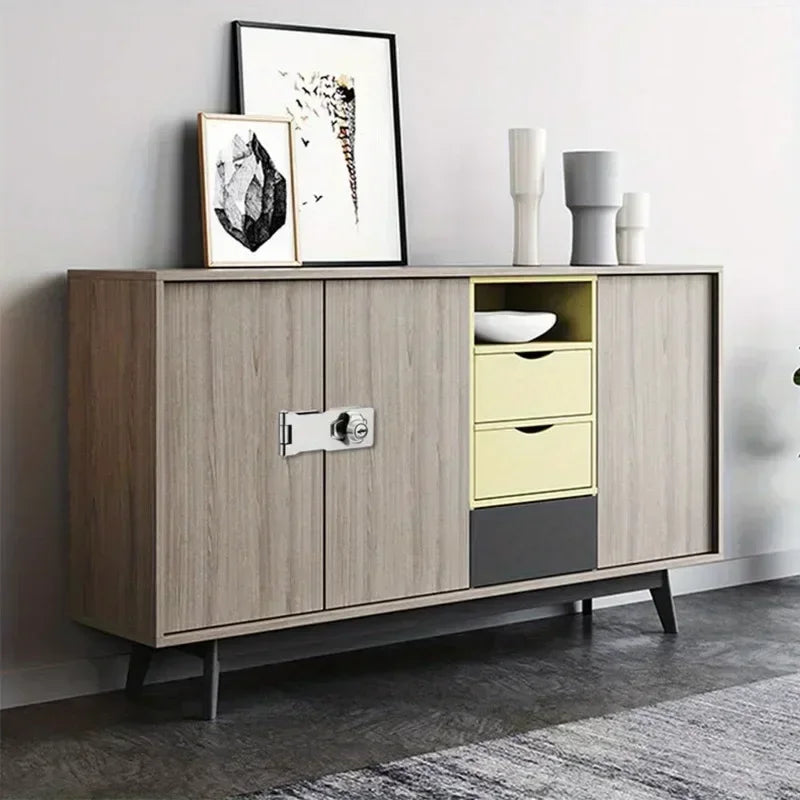 No Punching Three-fold Drawer Two-fold Lock Plate Buckle 90°180° Installation Wooden Door Sliding Door Wardrobe File Cabinet Aimak Store