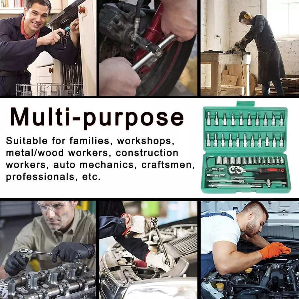46pc Drive Socket Set 1/4 inch Ratchet Wrench Set with Sockets Metric Hex Bit Socket Set Mechanic Tool Kits for Auto Repair Hous Aimak Store