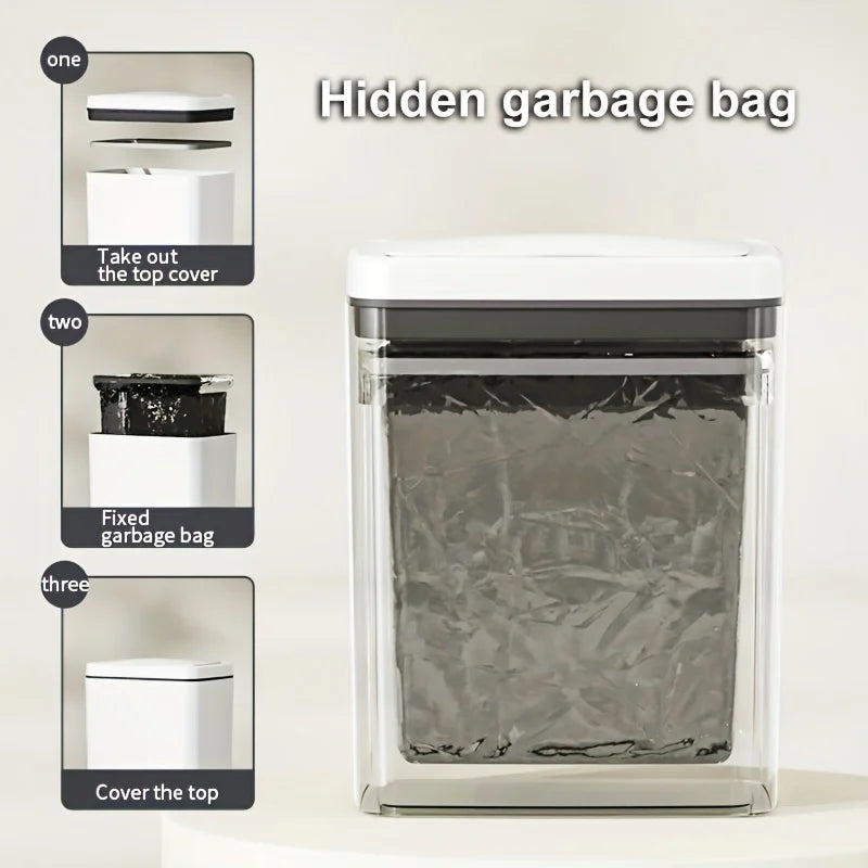 3.7 Gallon Smart Induction Trash Can, 14L Trash Can With Motion Sensor Induction, Infrared Induction, Kick Open Lid, Contactless Aimak Store