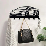 Metal Key Holder for Wall, Car Metal Key Organizer Wall Decorative with 7 Hooks, Black Wall Mount Key Holder for Entryway Front Aimak Store