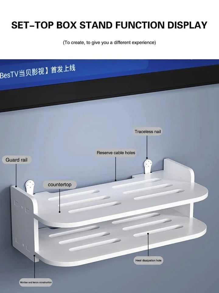 2/3 Layer 30cm Wifi Hanging Shelf Router Power Strip Multi Outlet TV Set Top Box Cable Hidden Floating Rack Storage Organizer Aimak Store