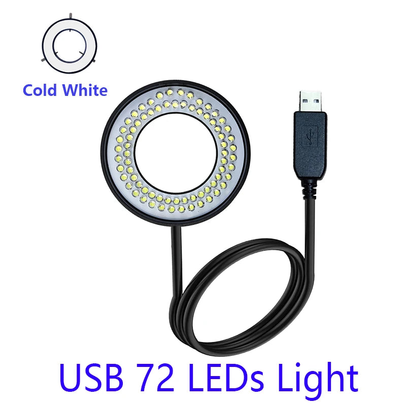 Microscope 72 LED Ring Cold Warm Light USB 5V Integrated Adjustable Dimmer Illuminator Lamp Source Monocular Stereo Trinocular Aimak Store
