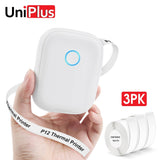 Potable Mini Printer P12 Adhesive Label Printer No Ink Printing Bluetooth Pocket Labeller with Cutter or 3PK Continue Label Roll Aimak Store
