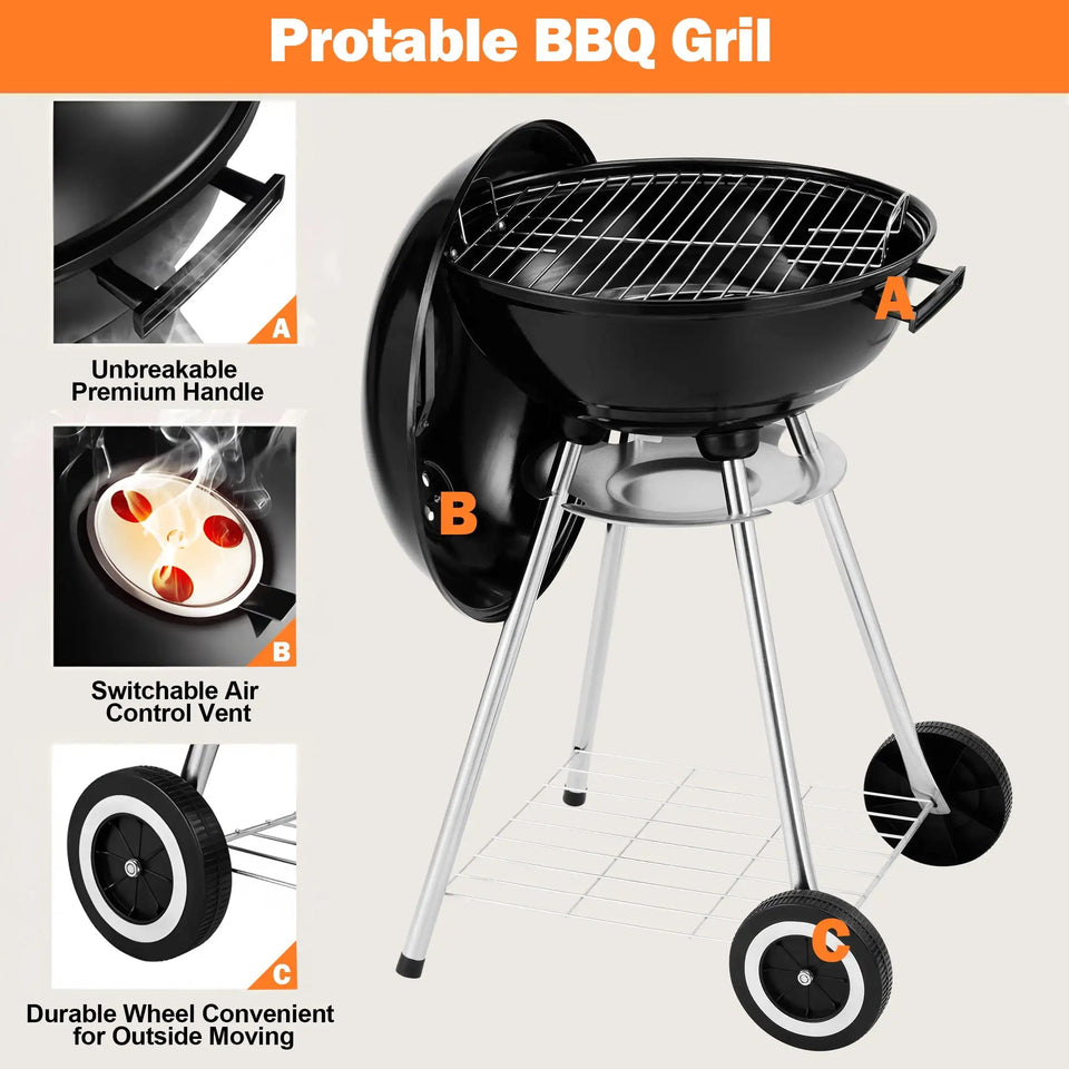 30-Inch Barrel Charcoal Grill with Warming Rack & Front Storage Basket, Outdoor BBQ Grill with 956 sq. in. Grilling Area Aimak Store