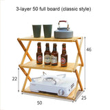 Camping Tables Outdoors Folding Table Portable Camping Wood Shelf Outdoor Portable Storage Rack Multi-Layer Foldable Bamboo Rack Aimak Store