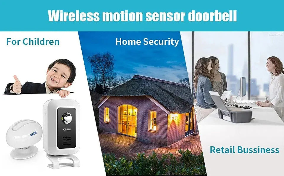 KERUI M7 Welcome Motion Sensor Security Alarm 32 Songs DoorBell Chime Wireless Smart Home LED Night Light Door Window Store Shop Aimak Store