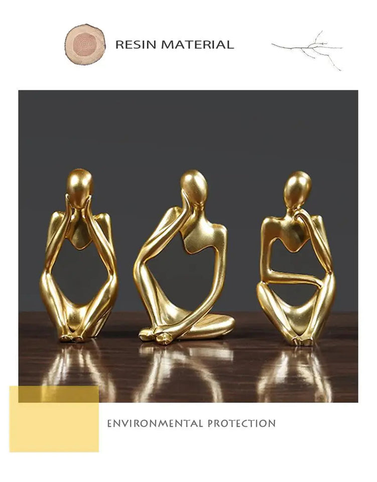 3pcs/set Abstract Thinker Statue Resin Sculpture Micro Thinker Figure European Office Home Decoration Accessories Aimak Store