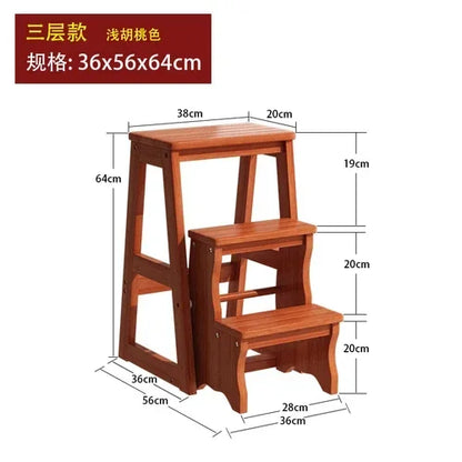 Innovative Multifunctional Household Ladder: Solid Wood Folding Storage, Dual-Use Ladder Chair, Climbing Stool for Home