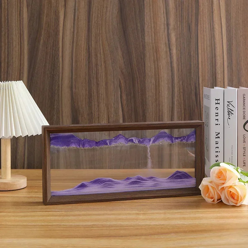 3D Sandscape Moving Sand Art Picture Wooden Frame Quicksand Liquid Hourglass Craft Flowing Sand Painting Office Home Decor Gifts Aimak Store