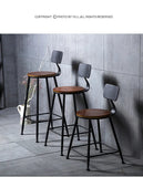 American Style Iron Bar Chair Coffee Shop Milk Tea Shop High Chairs Retro Backrest Seat Solid Wood Sitting Face Counter Stool Aimak Store