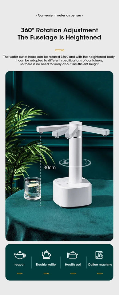 3-gear Electric Water Gallon Bottle Automatic Water Dispenser USB Pump Dispenser Water Bucket Suction Device, Desktop Water Pump Aimak Store