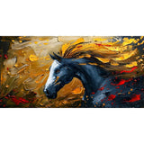 Abstract Black Gold Horse Print Canvas Painting, Modern Textured Running Horse Poster Wall Art, For Living Room Decor, No Frame Aimak Store