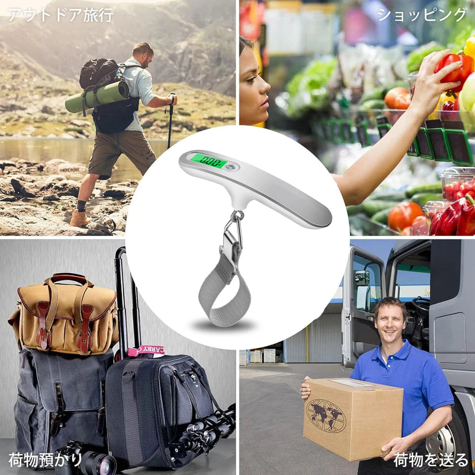 110lb/50kg Portable Electronic Hand Luggage Scale LCD Digital Display Balance Scale Suitcase Travel Weighs Baggage Weight Tool Aimak Store