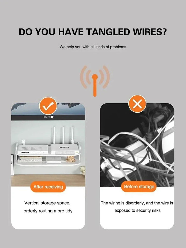 2/3 Layer 30cm Wifi Hanging Shelf Router Power Strip Multi Outlet TV Set Top Box Cable Hidden Floating Rack Storage Organizer Aimak Store