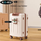KO-KU 2024 Suitcase Set Female 20 Inch Boarding Suitcase USB/Type-C Port Water Cup Holder 26/28 inch Male Large Capacity Luggage Aimak Store