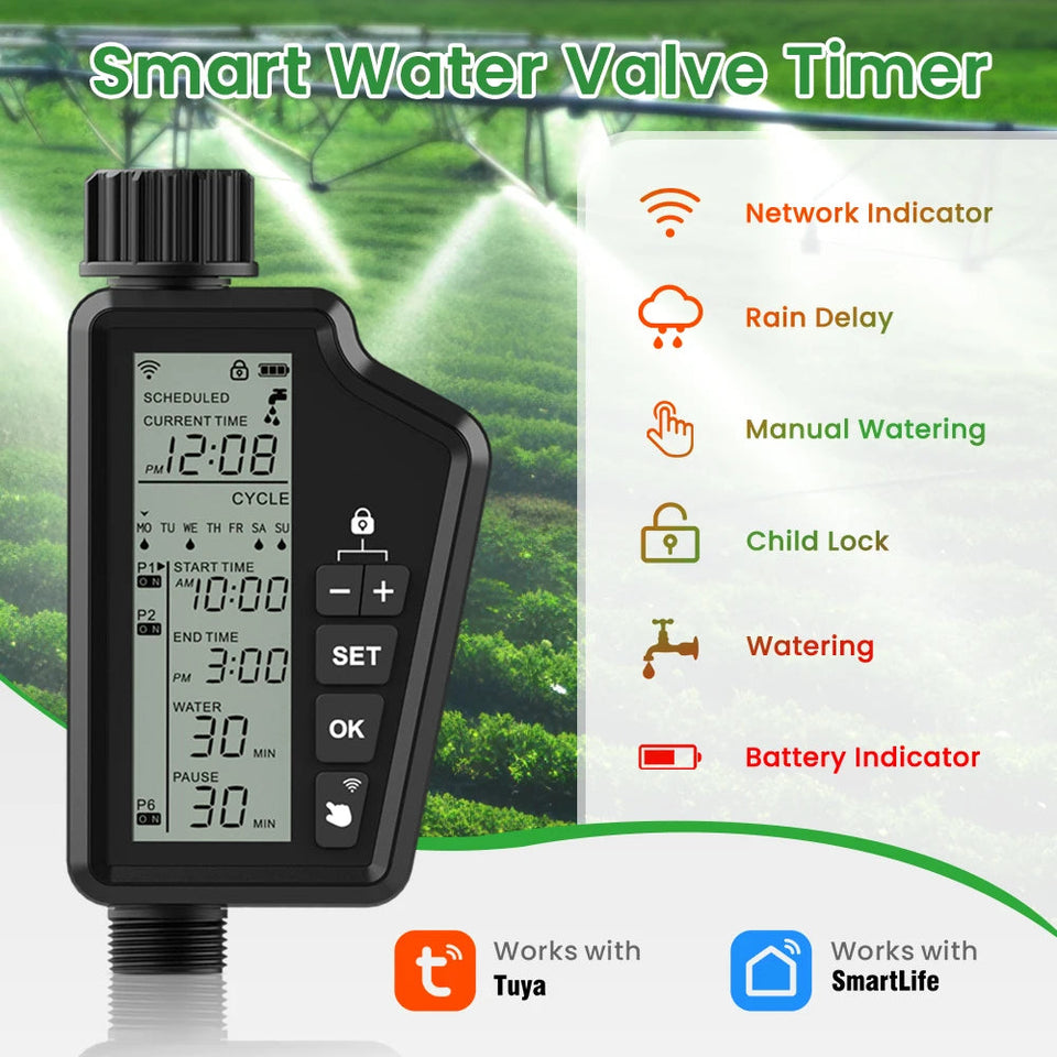 AVATTO Tuya WiFi Smart Display & Button Water Sprinkler Timer，Irrigation System Outdoor Home Garden Lawn Greenhouse Supplies Aimak Store