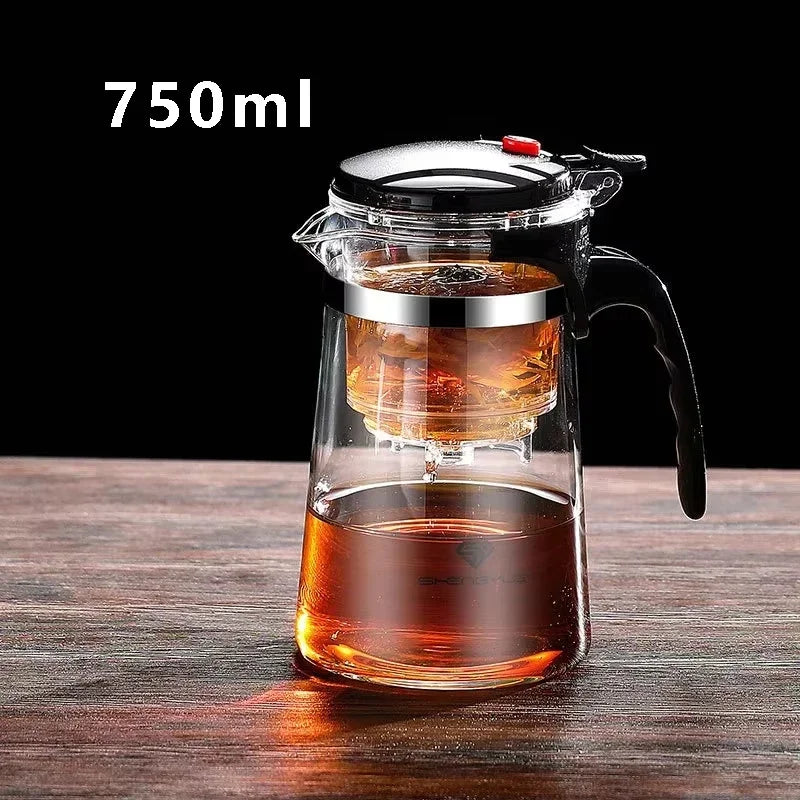 Heat Resistant Glass Teapot Flower Tea Kettle with Strainer Infuser Kung Fu Teaware Puer Oolong Pot with Handle for Home Use Aimak Store