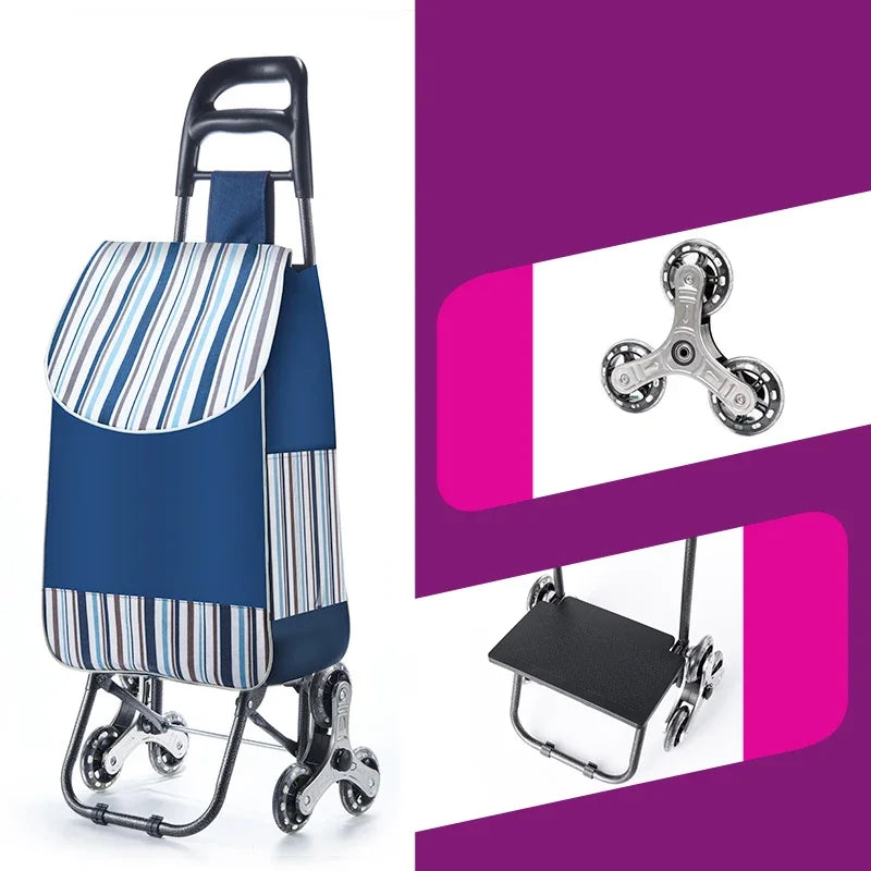 Light Grocery Shopping Trolley Household Climbing Stairs Folding Trailer Outdoor Travel Hand Pull Shopping Cart Aimak Store