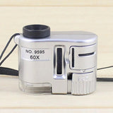 Portable 60X Handheld Magnifying Glass Mini Pocket Microscope Loupe Currency Detector Jeweler Magnifier With LED Light Aimak Store